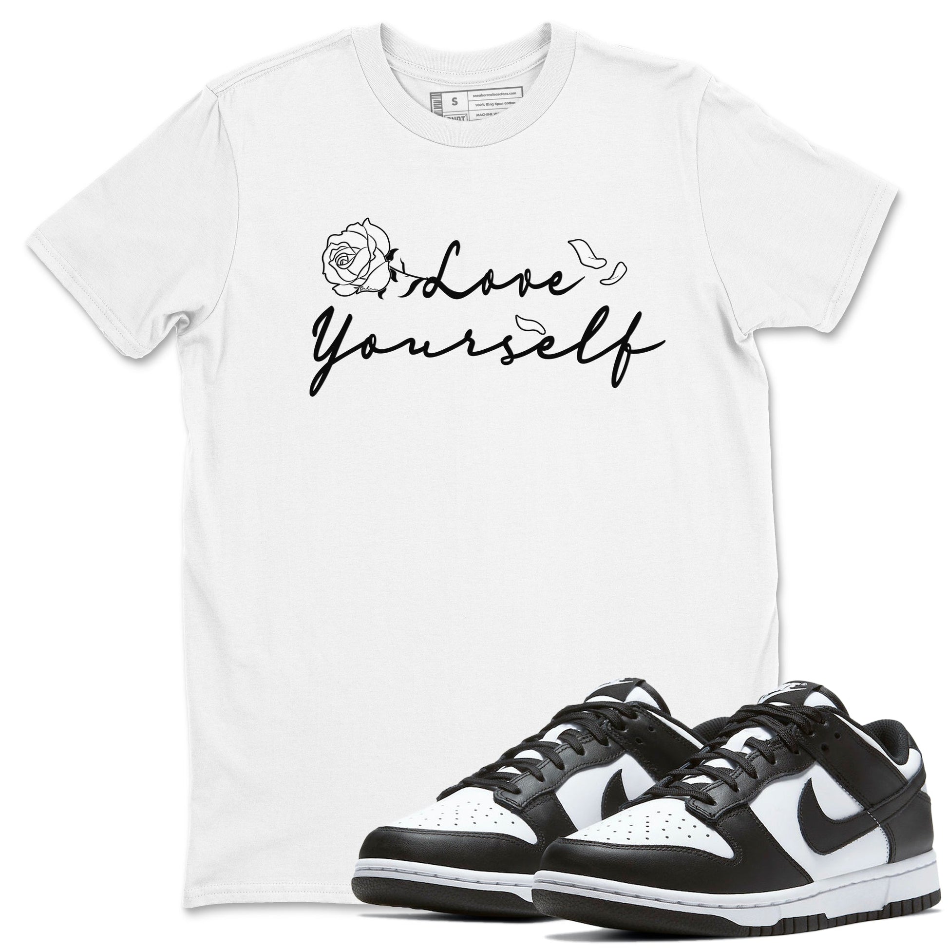 Dunk Low Panda shirt to match jordans Love Yourself sneaker tees Dunk Low Black White SNRT Sneaker Release Tees unisex cotton White 1 crew neck shirt