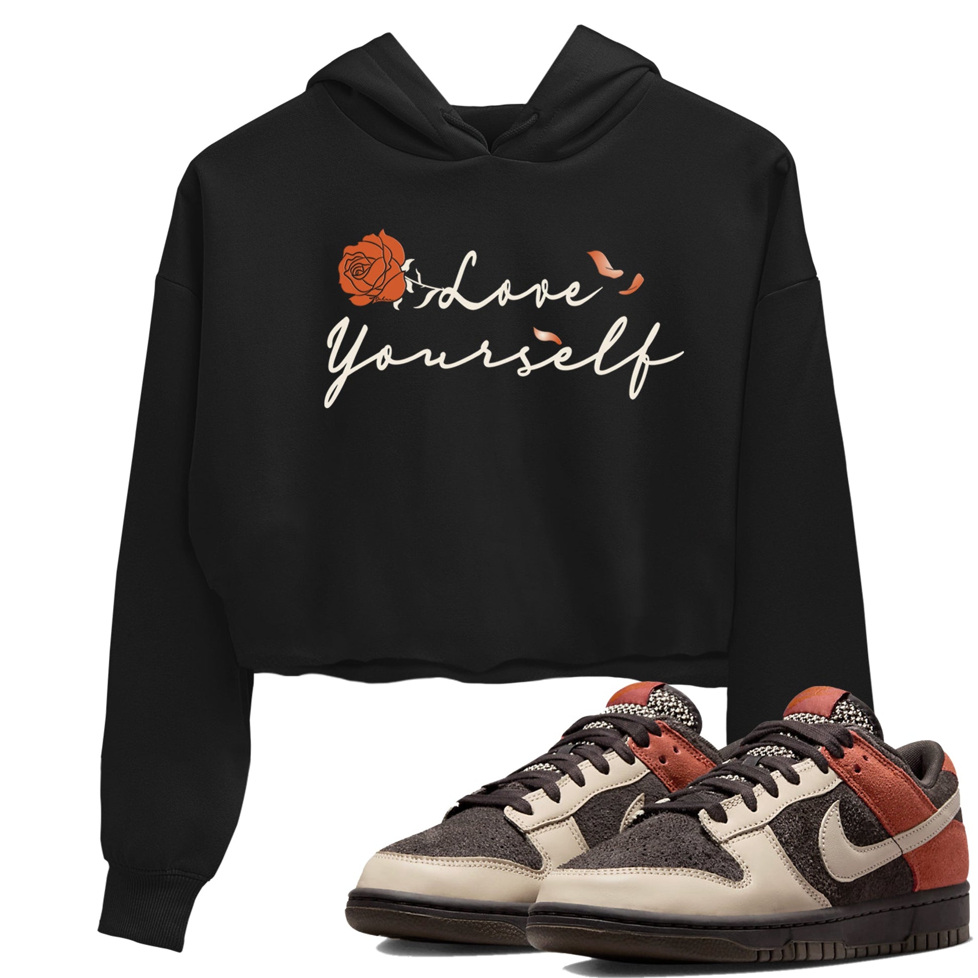 Dunk Low Red Panda shirt to match jordans Love Yourself sneaker tees Dunks Red Panda SNRT Sneaker Tees Sneaker Matching Clothing Brand Black 1 Crop T-Shirt