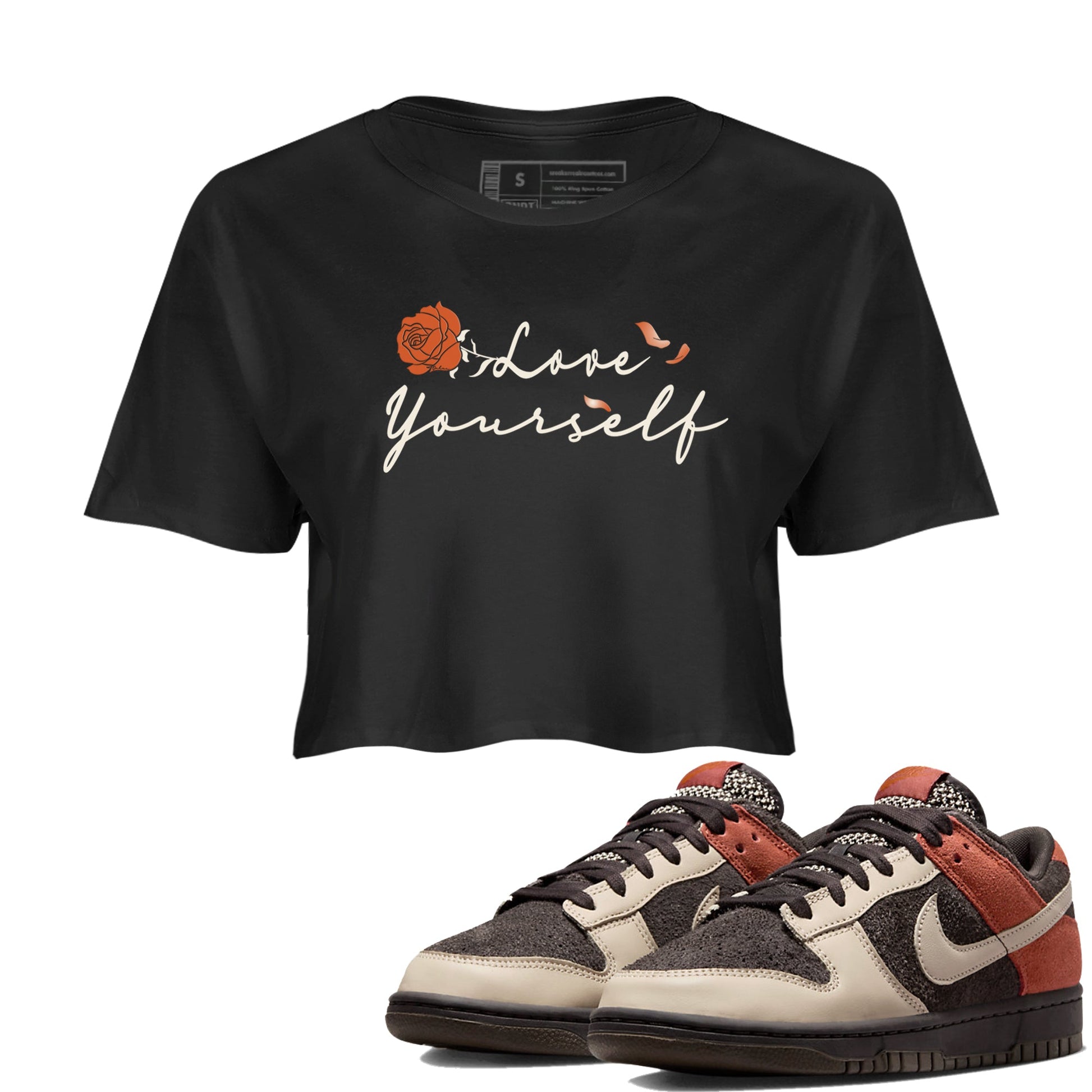 Dunk Low Red Panda shirt to match jordans Love Yourself sneaker tees Dunks Red Panda SNRT Sneaker Tees Sneaker Matching Clothing Brand Black 1 Crop T-Shirt
