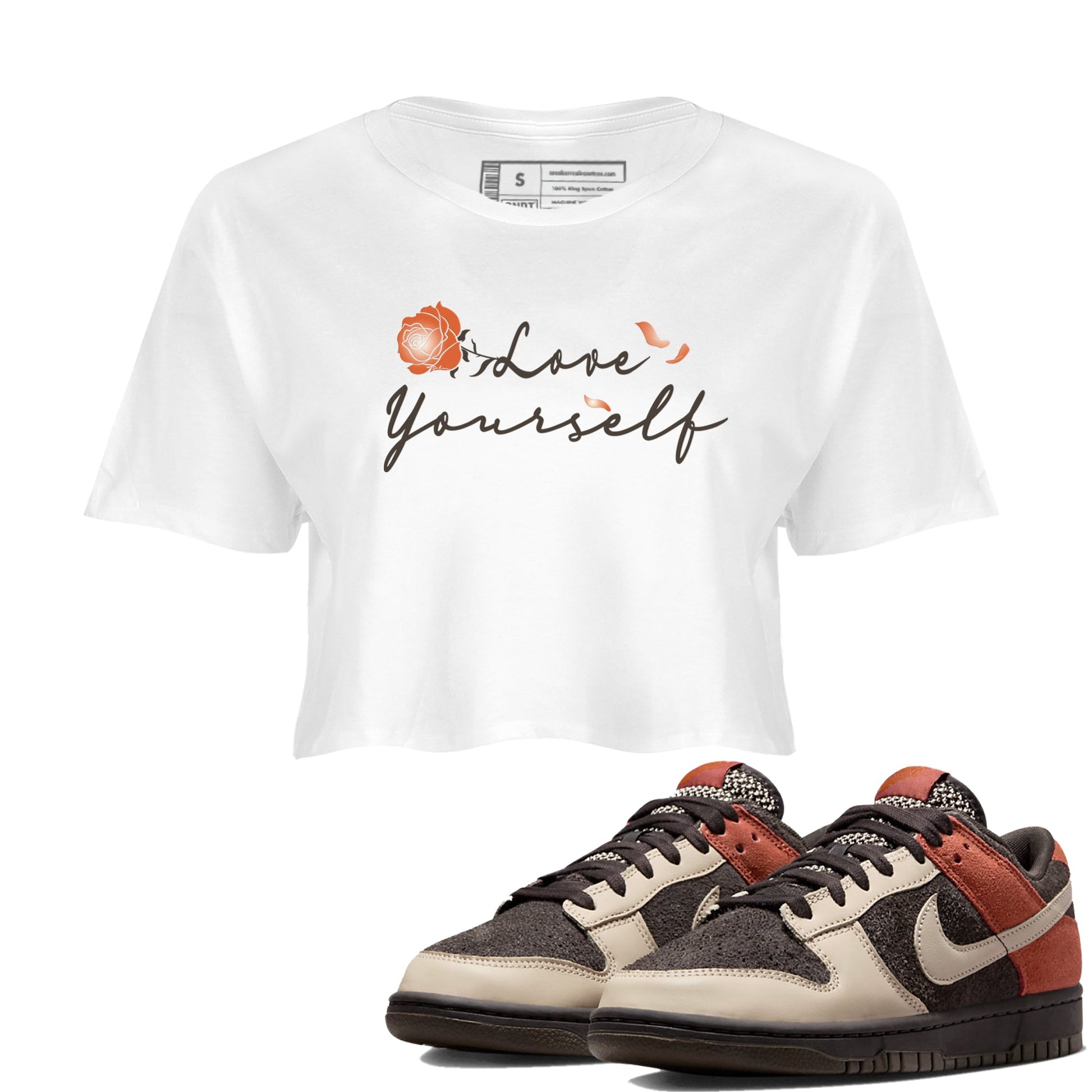 Dunk Low Red Panda shirt to match jordans Love Yourself sneaker tees Dunks Red Panda SNRT Sneaker Tees Sneaker Matching Clothing Brand White 1 Crop T-Shirt