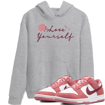 Dunk Valentine's Day shirt to match jordans Love Yourself sneaker tees Special Valentine Shirt Dunk Valentine's Day SNRT Sneaker Release Tees unisex cotton Heather Grey 1 crew neck shirt