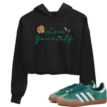 Adidas Samba Collegiate Green Gum shirt to match jordans Love Yourself sneaker tees Samba OG Collegiate Green Gum SNRT Sneaker Release Tees Black 1 Crop T-Shirt