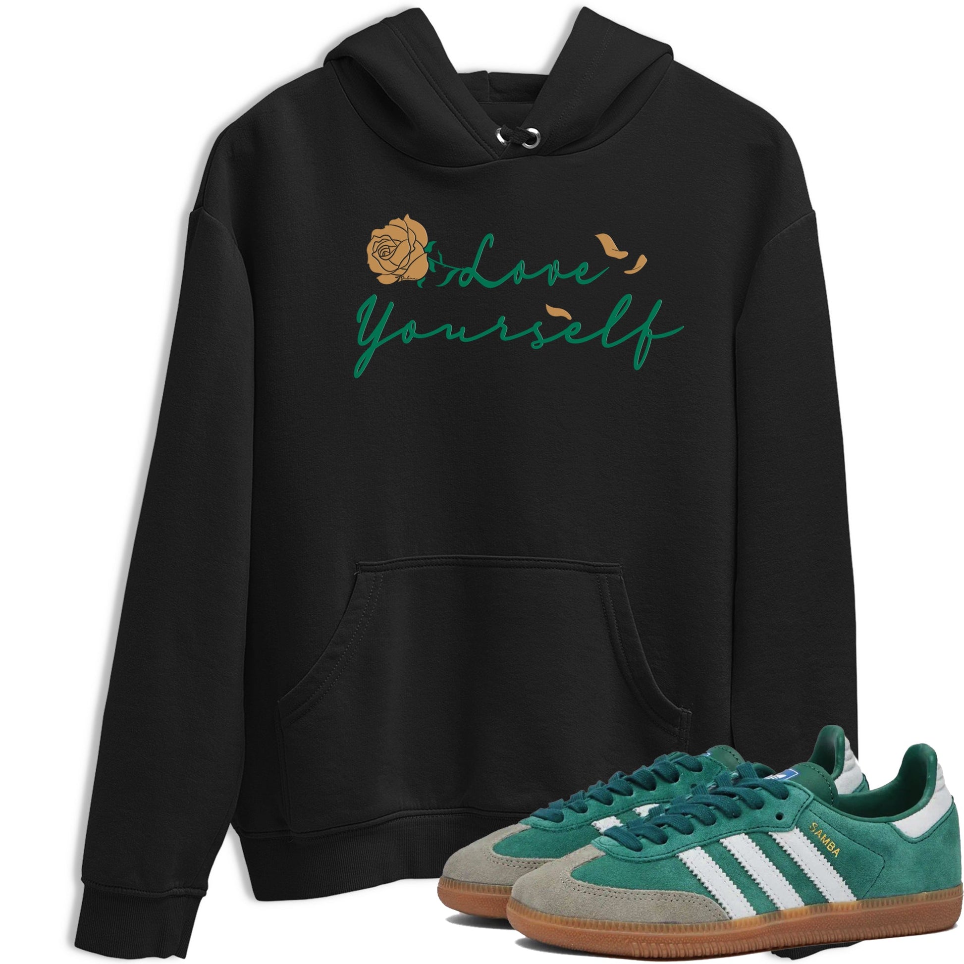 Adidas Samba Collegiate Green Gum shirt to match jordans Love Yourself sneaker tees Samba OG Collegiate Green Gum SNRT Sneaker Release Tees Unisex Black 1 T-Shirt