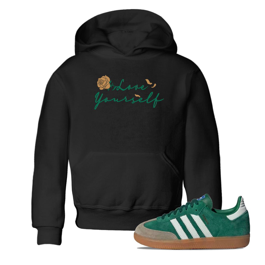 Adidas Samba Collegiate Green Gum shirt to match jordans Love Yourself sneaker tees Samba OG Collegiate Green Gum SNRT Sneaker Release Tees Baby Toddler Black 1 T-Shirt