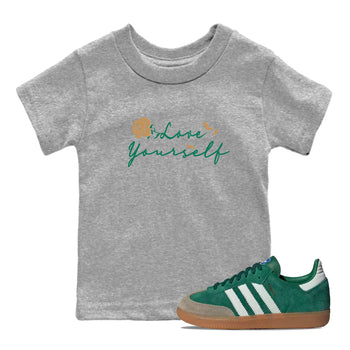 Adidas Samba Collegiate Green Gum shirt to match jordans Love Yourself sneaker tees Samba OG Collegiate Green Gum SNRT Sneaker Release Tees Baby Toddler Heather Grey 1 T-Shirt