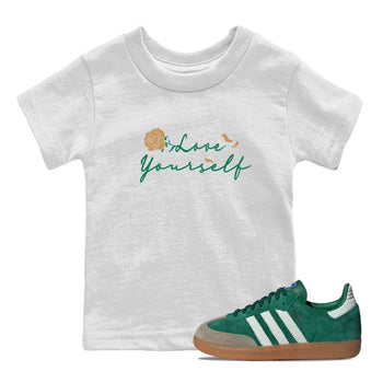 Adidas Samba Collegiate Green Gum shirt to match jordans Love Yourself sneaker tees Samba OG Collegiate Green Gum SNRT Sneaker Release Tees Baby Toddler White 1 T-Shirt