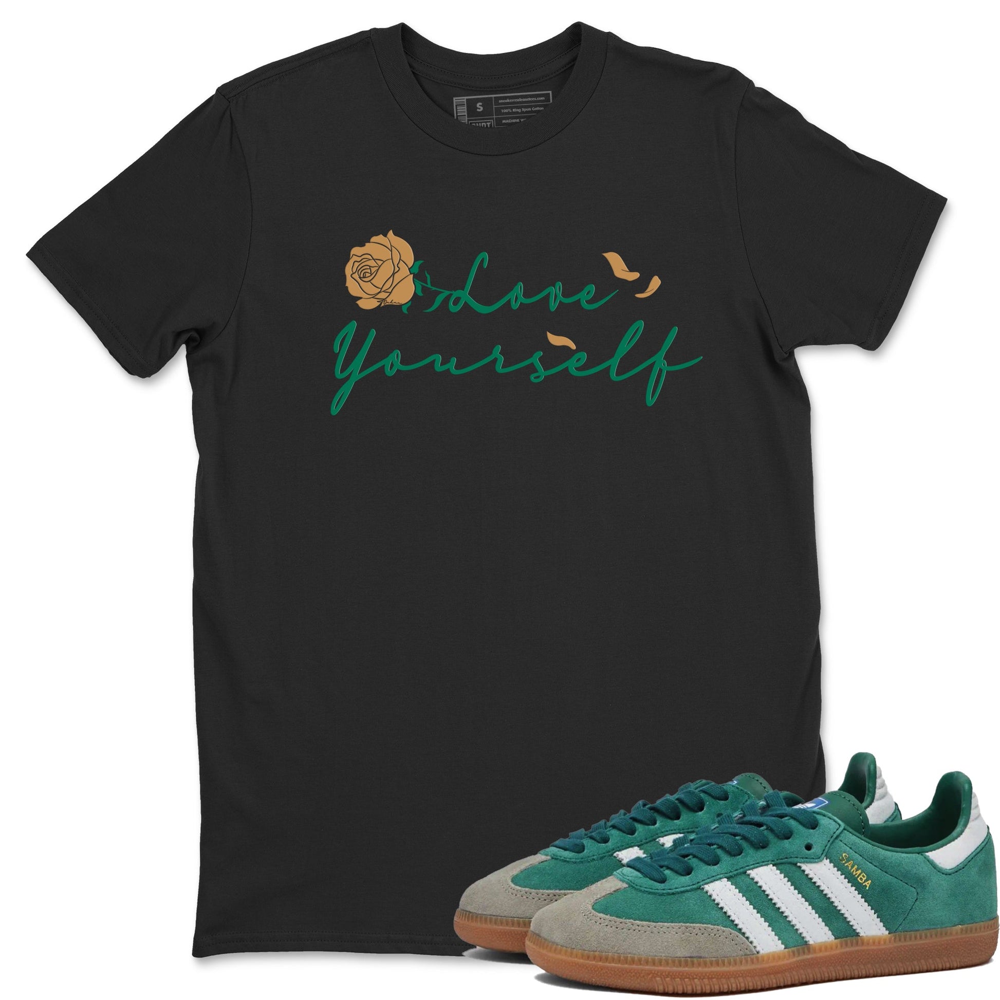 Adidas Samba Collegiate Green Gum shirt to match jordans Love Yourself sneaker tees Samba OG Collegiate Green Gum SNRT Sneaker Release Tees Unisex Black 1 T-Shirt