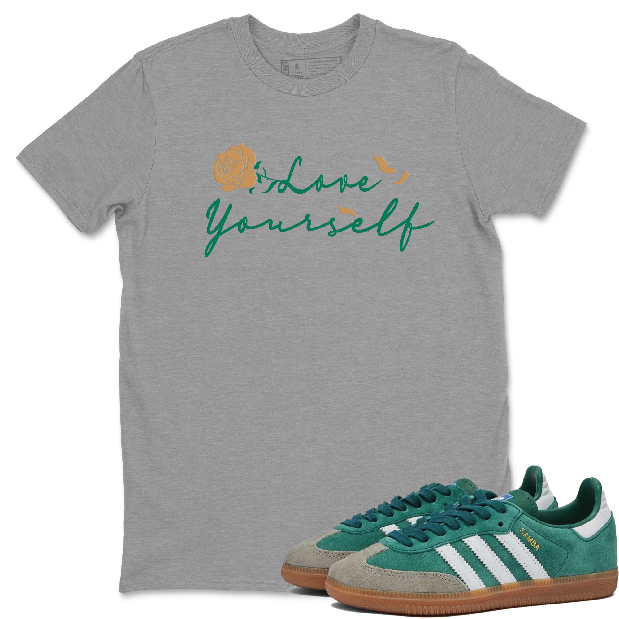 Adidas Samba Collegiate Green Gum shirt to match jordans Love Yourself sneaker tees Samba OG Collegiate Green Gum SNRT Sneaker Release Tees Unisex Heather Grey 1 T-Shirt