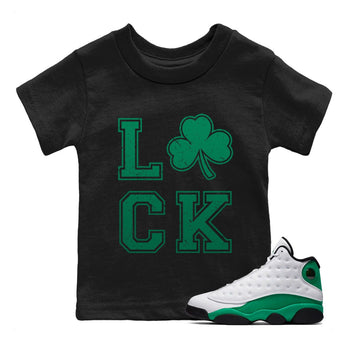 Jordan 13 Lucky Green Sneaker Match Tees LUCK Sneaker Tees Jordan 13 Lucky Green Sneaker Release Tees Kids Shirts