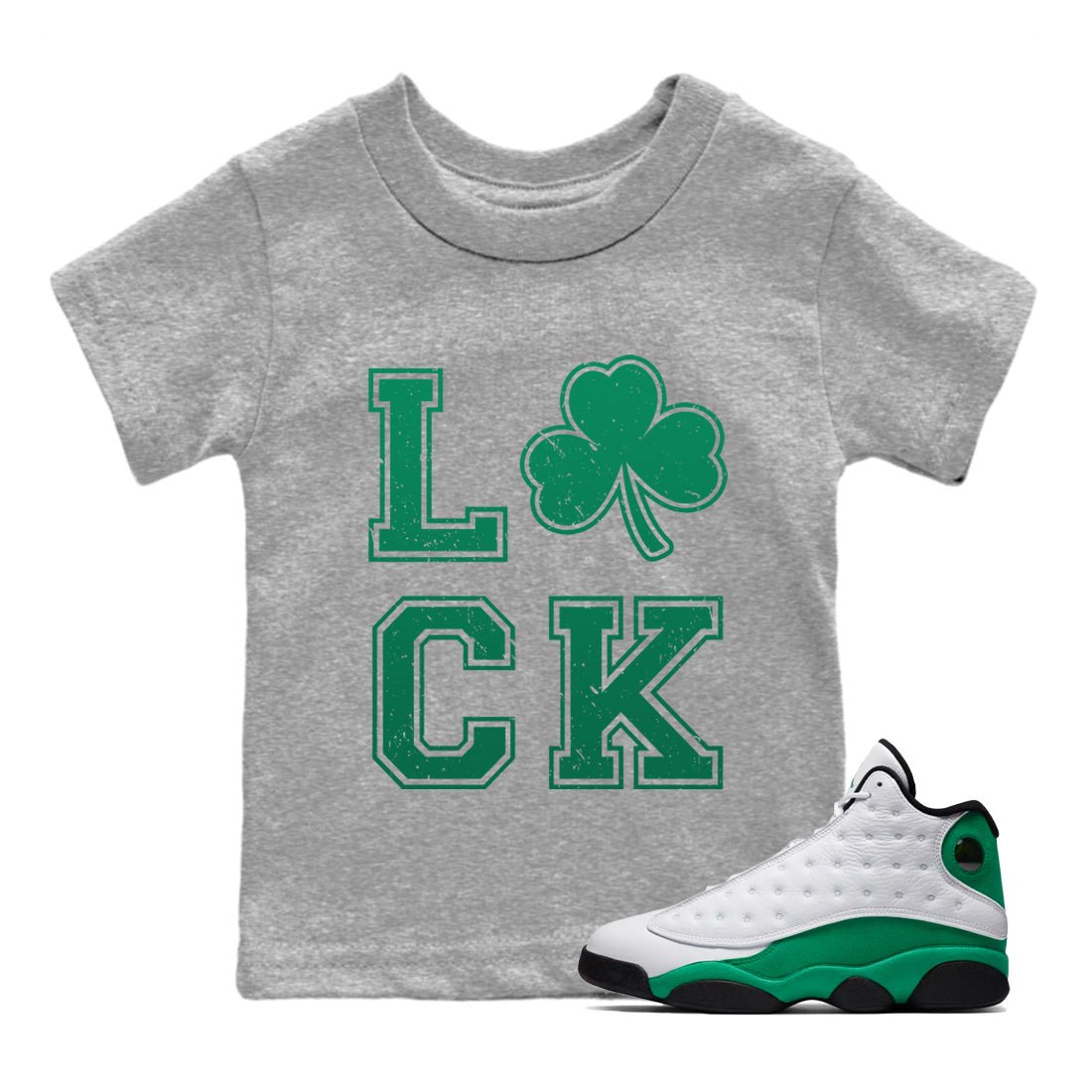 Jordan 13 Lucky Green Sneaker Match Tees LUCK Sneaker Tees Jordan 13 Lucky Green Sneaker Release Tees Kids Shirts