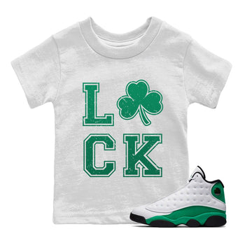 Jordan 13 Lucky Green Sneaker Match Tees LUCK Sneaker Tees Jordan 13 Lucky Green Sneaker Release Tees Kids Shirts