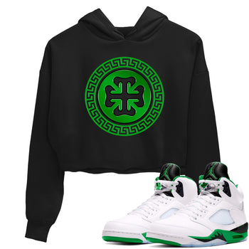 Air Jordan 5 Lucky Green shirt to match jordans Lucky Emblem sneaker tees AJ5 Lucky Green SNRT Sneaker Release Tees Black 1 Crop T-Shirt