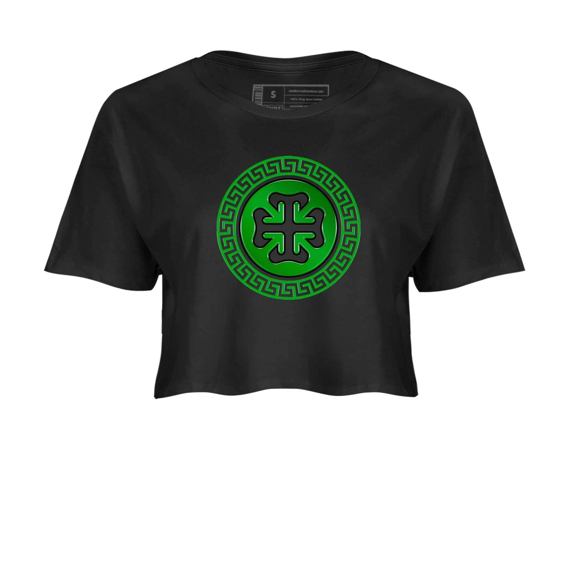 Air Jordan 5 Lucky Green shirt to match jordans Lucky Emblem sneaker tees AJ5 Lucky Green SNRT Sneaker Release Tees Black 2 Crop T-Shirt