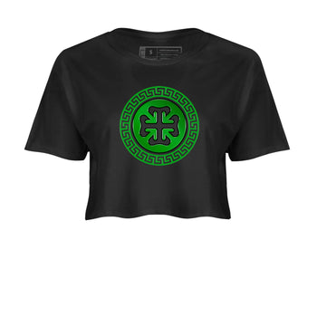 Air Jordan 5 Lucky Green shirt to match jordans Lucky Emblem sneaker tees AJ5 Lucky Green SNRT Sneaker Release Tees Black 2 Crop T-Shirt