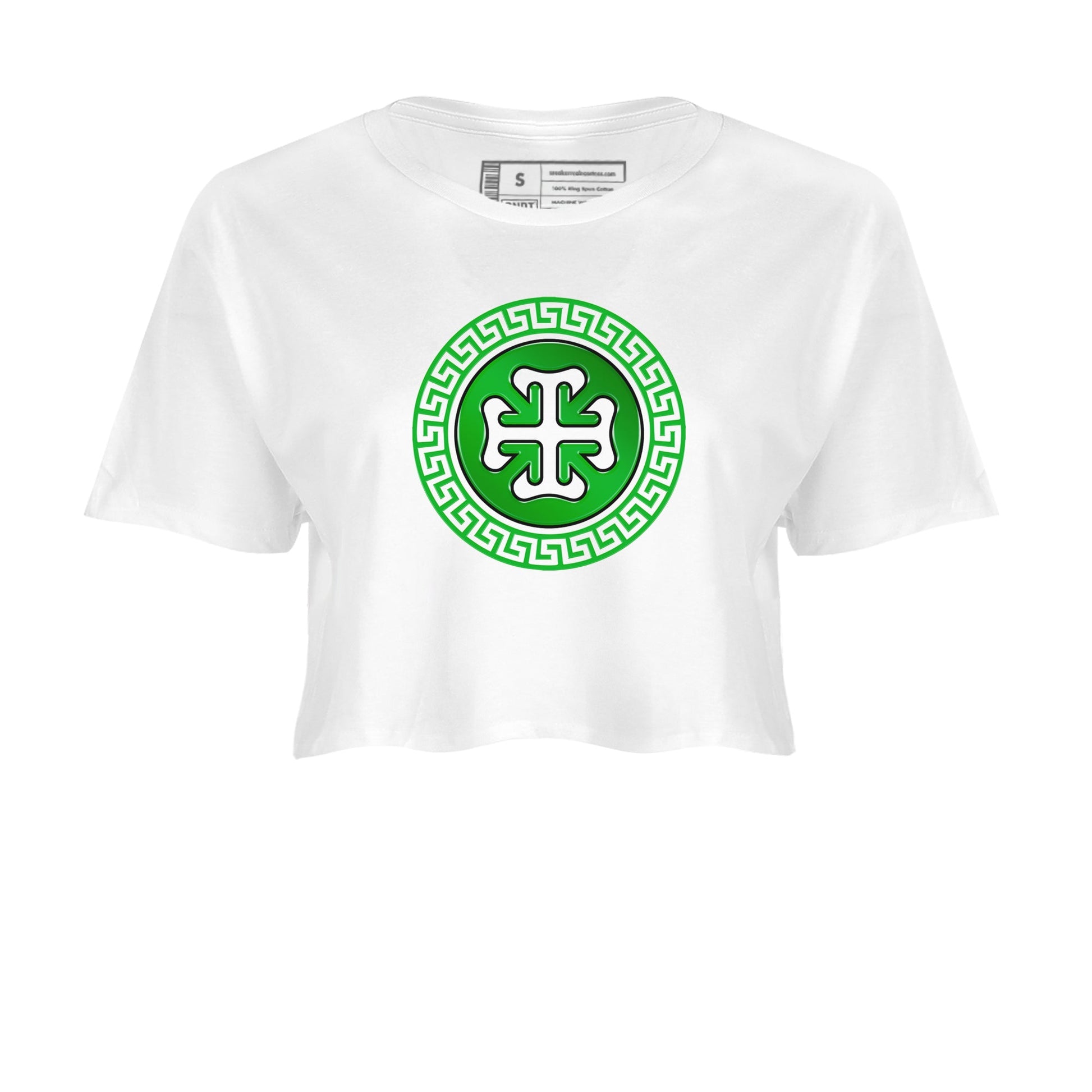 Air Jordan 5 Lucky Green shirt to match jordans Lucky Emblem sneaker tees AJ5 Lucky Green SNRT Sneaker Release Tees White 2 Crop T-Shirt