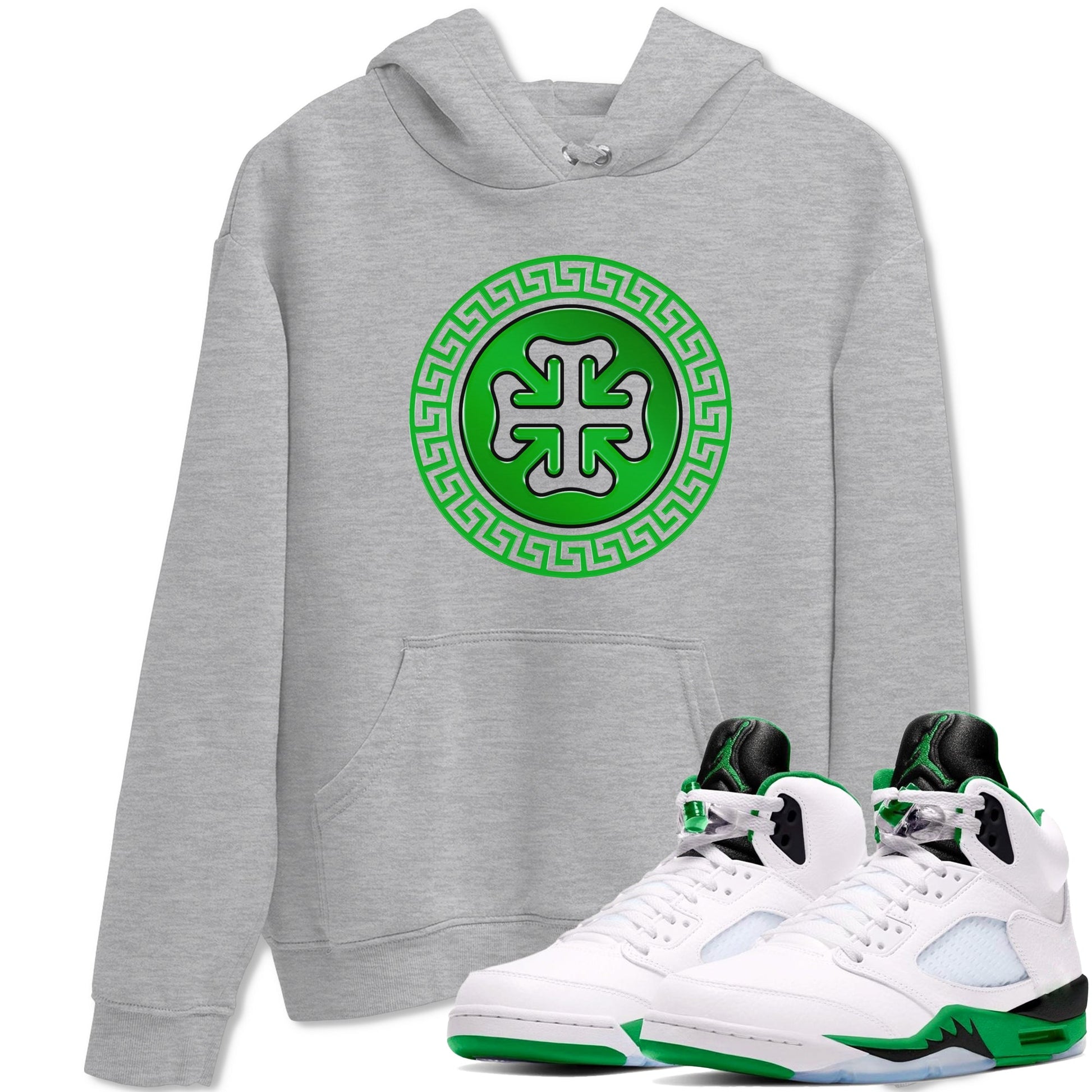 Air Jordan 5 Lucky Green shirt to match jordans Lucky Emblem sneaker tees AJ5 Lucky Green SNRT Sneaker Release Tees Unisex Heather Grey 1 T-Shirt