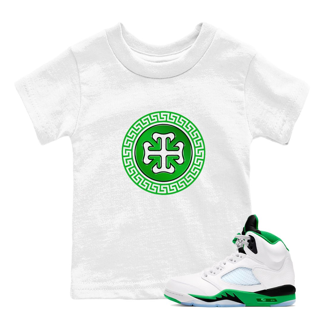 Air Jordan 5 Lucky Green shirt to match jordans Lucky Emblem sneaker tees AJ5 Lucky Green SNRT Sneaker Release Tees Baby Toddler White 1 T-Shirt
