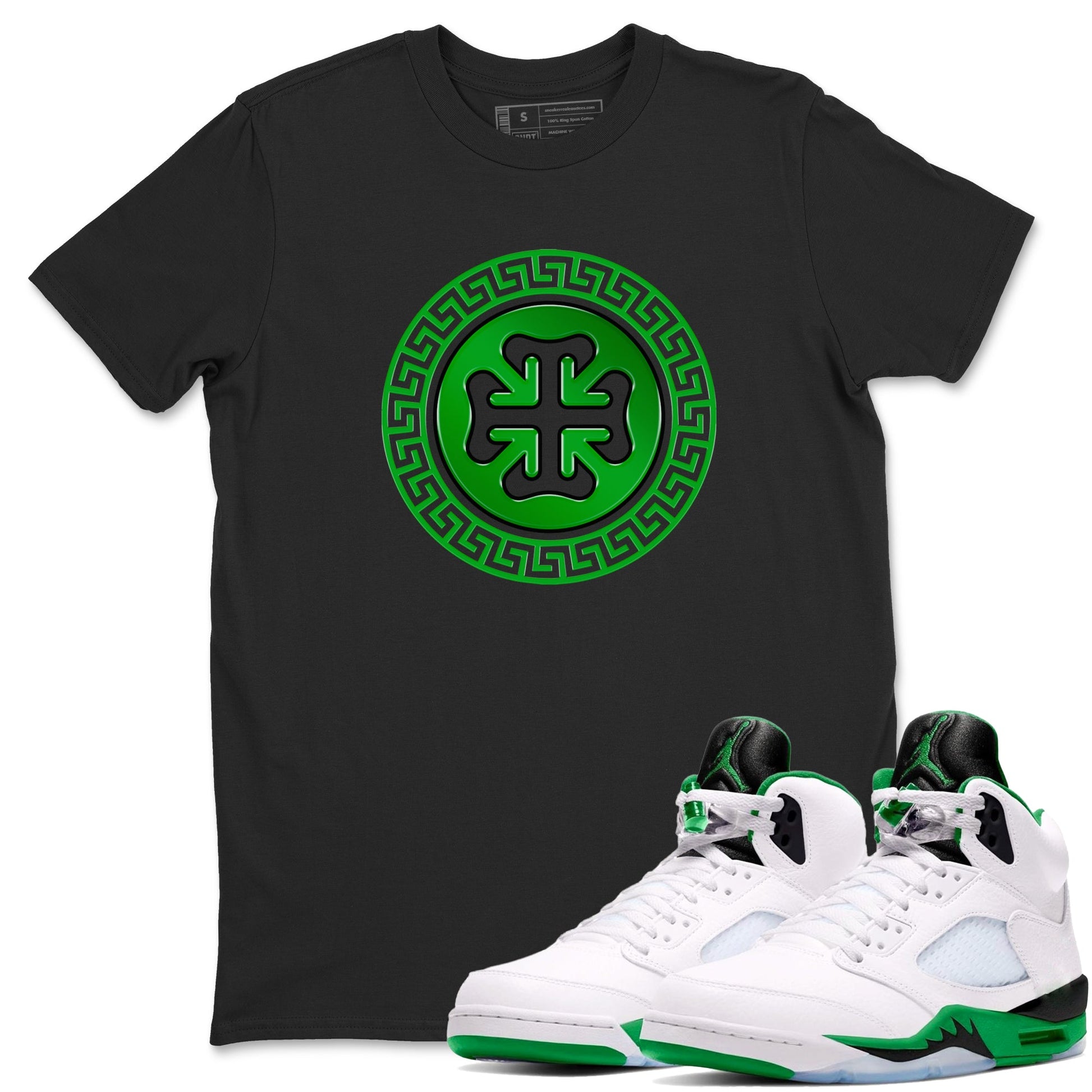 Air Jordan 5 Lucky Green shirt to match jordans Lucky Emblem sneaker tees AJ5 Lucky Green SNRT Sneaker Release Tees Unisex Black 1 T-Shirt