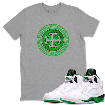 Air Jordan 5 Lucky Green shirt to match jordans Lucky Emblem sneaker tees AJ5 Lucky Green SNRT Sneaker Release Tees Unisex Heather Grey 1 T-Shirt