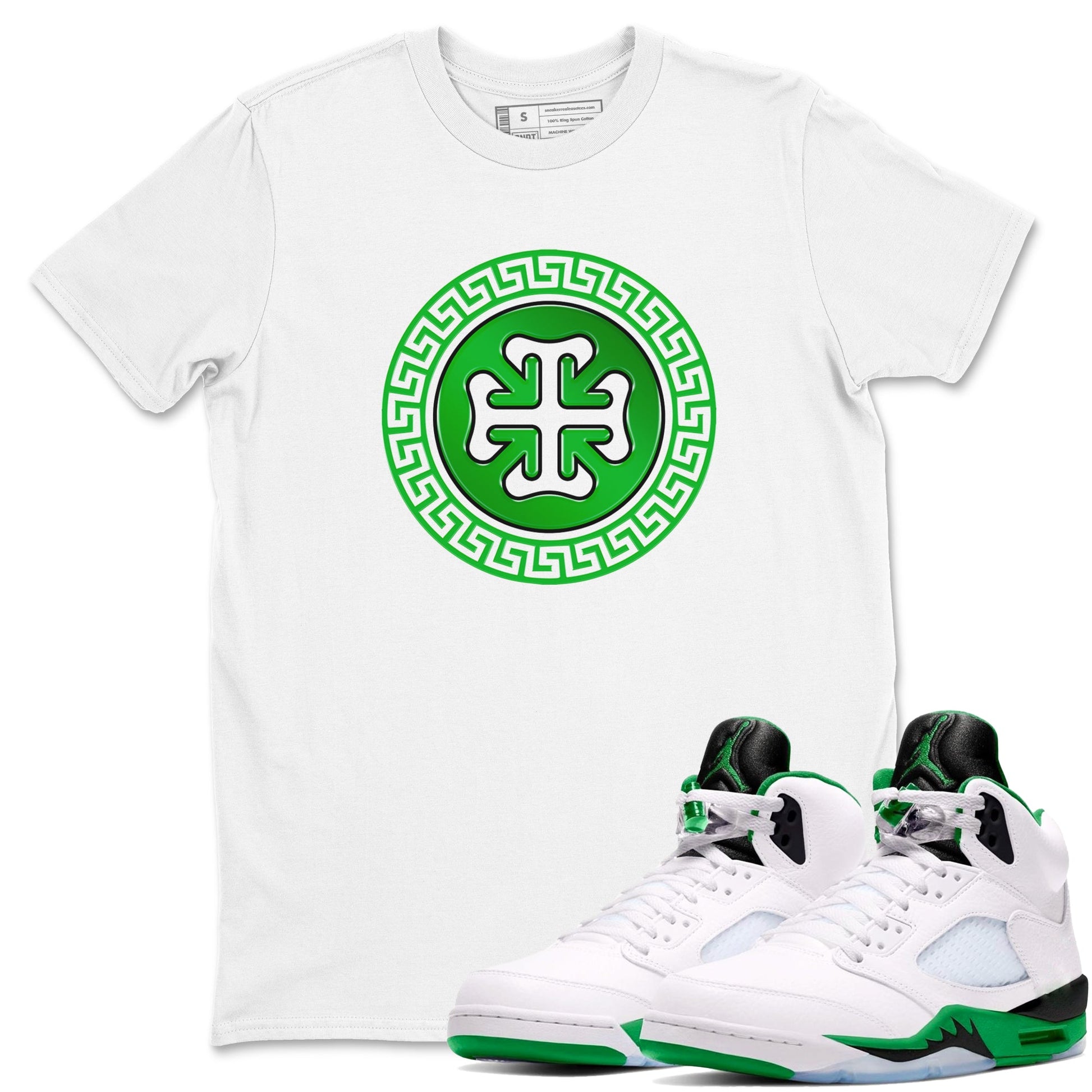 Air Jordan 5 Lucky Green shirt to match jordans Lucky Emblem sneaker tees AJ5 Lucky Green SNRT Sneaker Release Tees Unisex White 1 T-Shirt