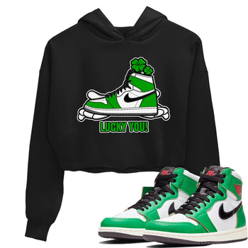 Air Jordan 1 Lucky Green shirt to match jordans Lucky You sneaker tees AJ1 Lucky Green SNRT Sneaker Release Tees Black 1 Crop T-Shirt