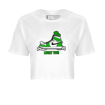 Air Jordan 1 Lucky Green shirt to match jordans Lucky You sneaker tees AJ1 Lucky Green SNRT Sneaker Release Tees White 2 Crop T-Shirt