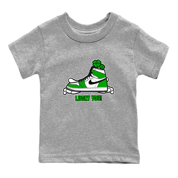 Air Jordan 1 Lucky Green shirt to match jordans Lucky You sneaker tees AJ1 Lucky Green SNRT Sneaker Release Tees Baby Toddler Heather Grey 2 T-Shirt