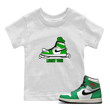Air Jordan 1 Lucky Green shirt to match jordans Lucky You sneaker tees AJ1 Lucky Green SNRT Sneaker Release Tees Baby Toddler White 1 T-Shirt