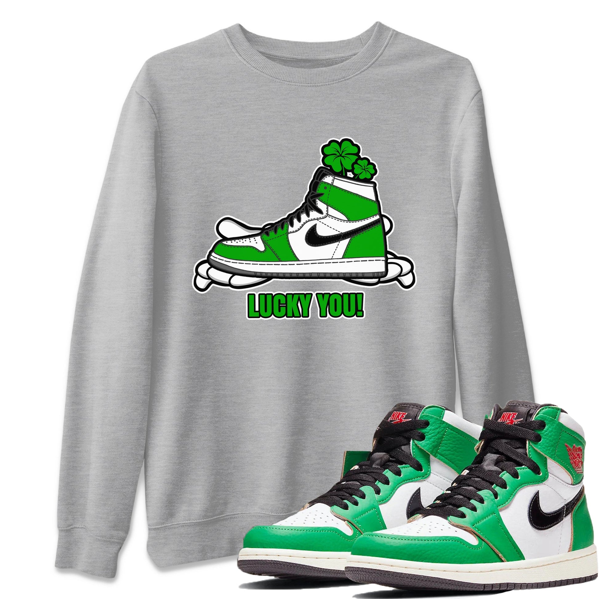 Air Jordan 1 Lucky Green shirt to match jordans Lucky You sneaker tees AJ1 Lucky Green SNRT Sneaker Release Tees Unisex Heather Grey 1 T-Shirt
