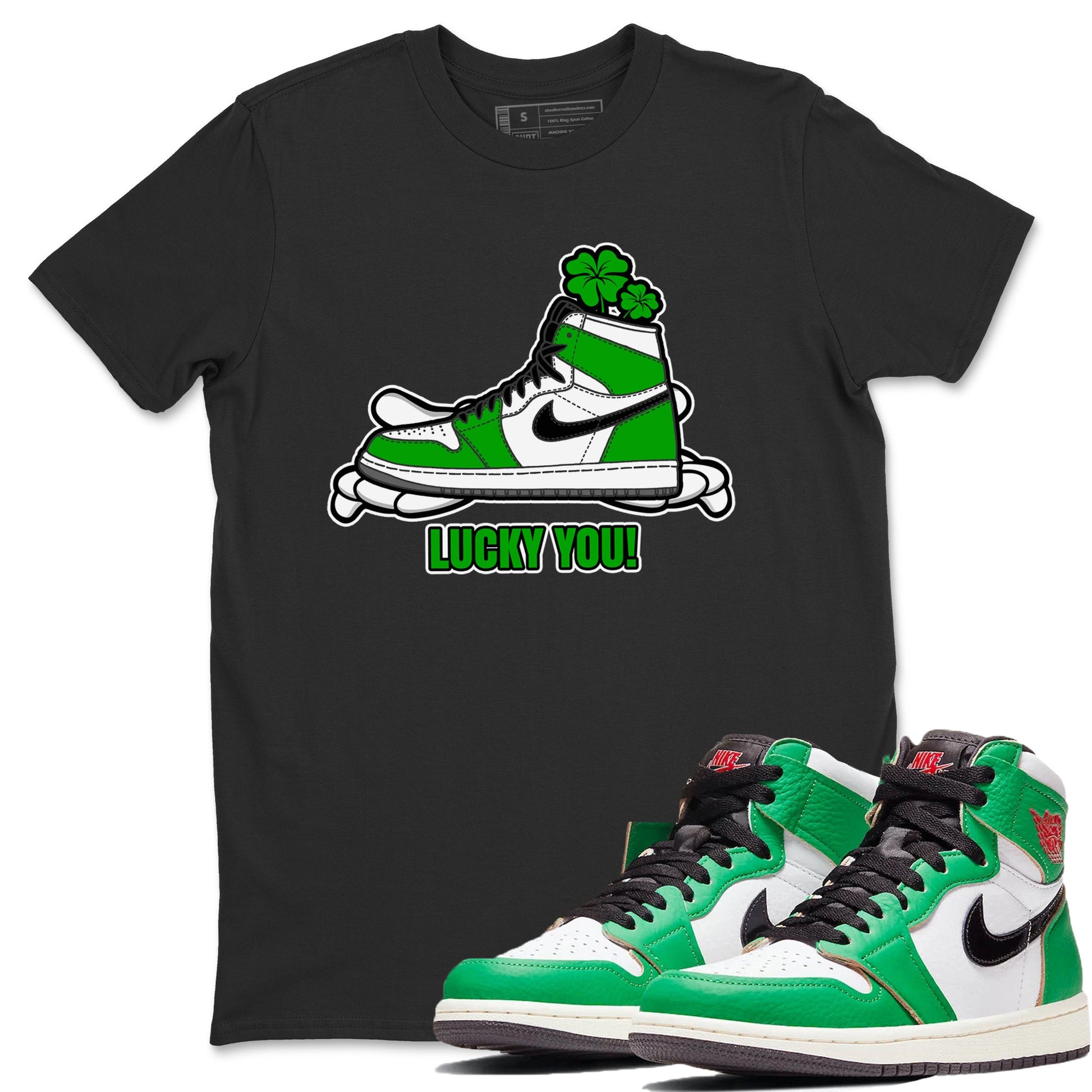 Air Jordan 1 Lucky Green shirt to match jordans Lucky You sneaker tees AJ1 Lucky Green SNRT Sneaker Release Tees Unisex Black 1 T-Shirt
