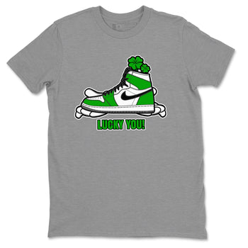 Air Jordan 1 Lucky Green shirt to match jordans Lucky You sneaker tees AJ1 Lucky Green SNRT Sneaker Release Tees Unisex Heather Grey 2 T-Shirt