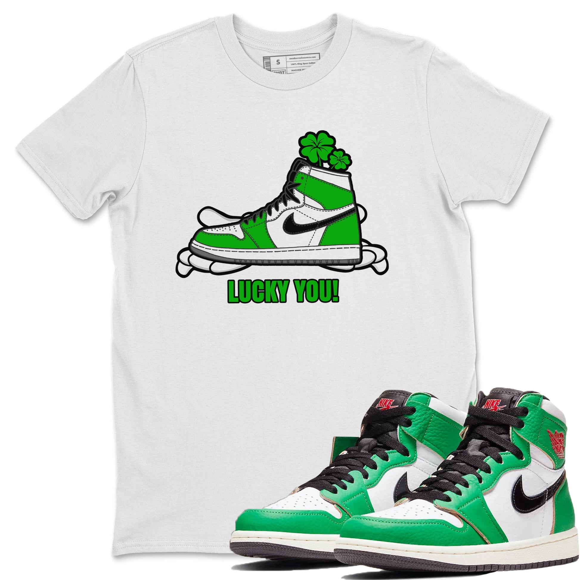 Air Jordan 1 Lucky Green shirt to match jordans Lucky You sneaker tees AJ1 Lucky Green SNRT Sneaker Release Tees Unisex White 1 T-Shirt