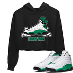 Air Jordan 13 Lucky Green shirt to match jordans Lucky You sneaker tees AJ13 Lucky Green SNRT Sneaker Release Tees Black 1 Crop T-Shirt