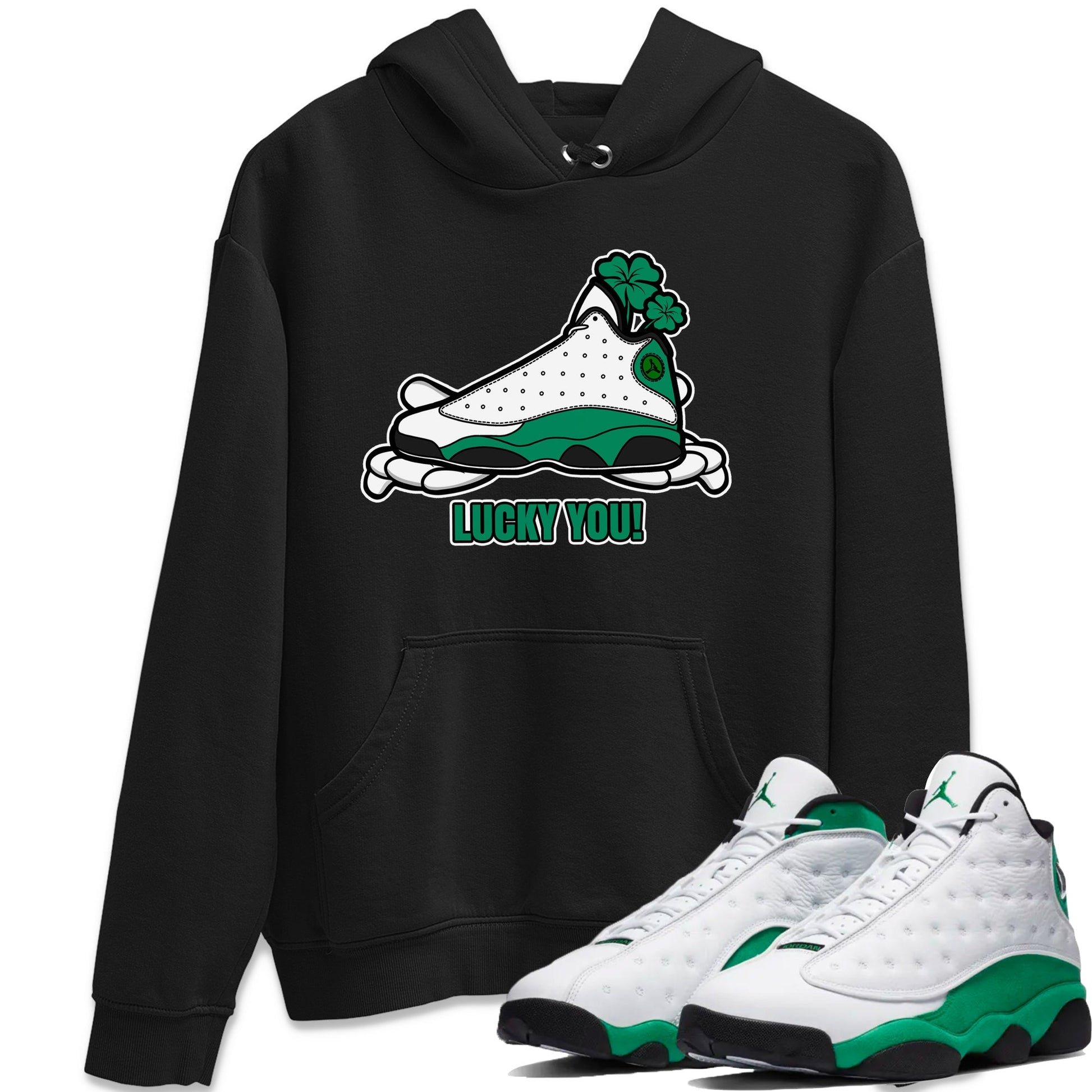 Air Jordan 13 Lucky Green shirt to match jordans Lucky You sneaker tees AJ13 Lucky Green SNRT Sneaker Release Tees Unisex Black 1 T-Shirt