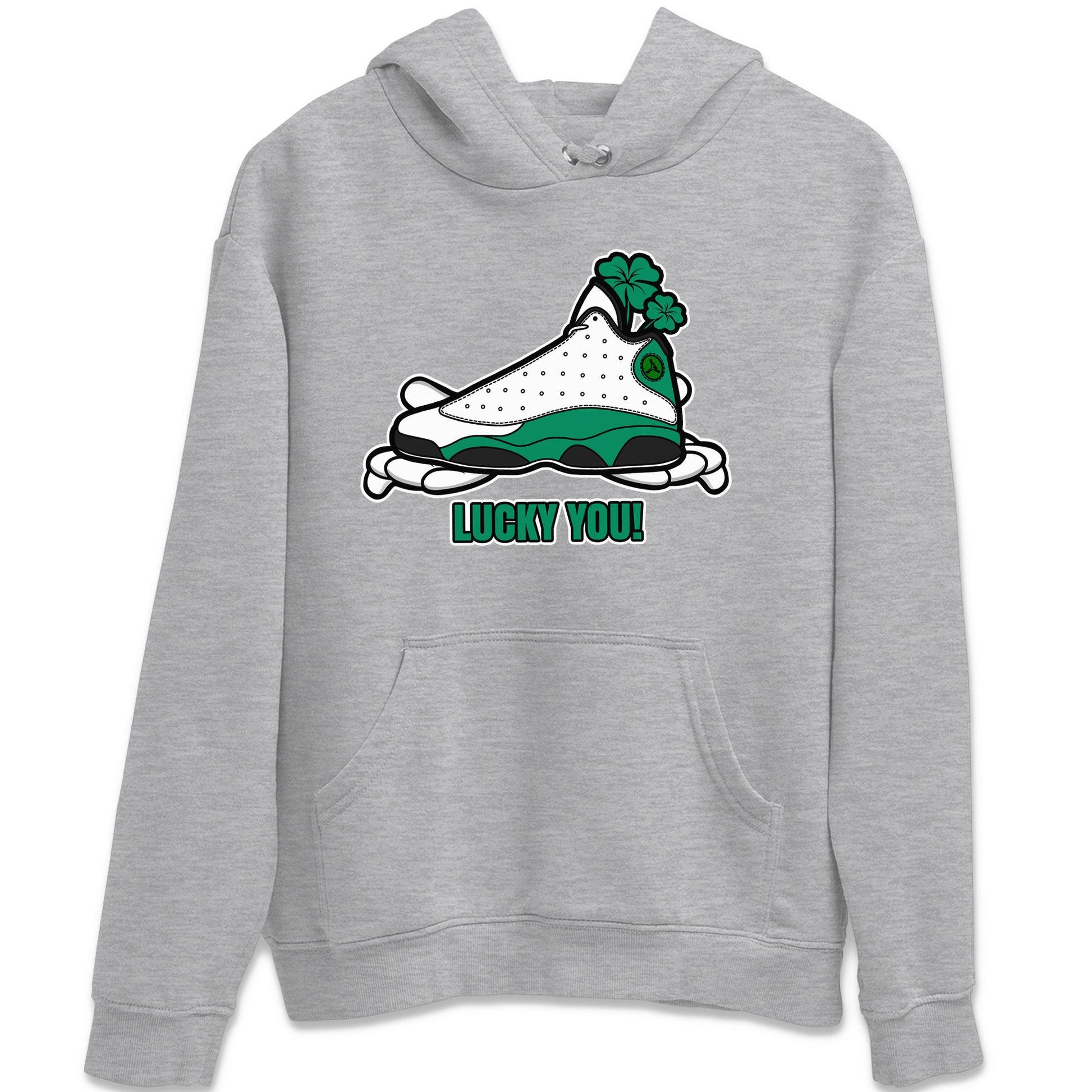 Air Jordan 13 Lucky Green shirt to match jordans Lucky You sneaker tees AJ13 Lucky Green SNRT Sneaker Release Tees Unisex Heather Grey 2 T-Shirt