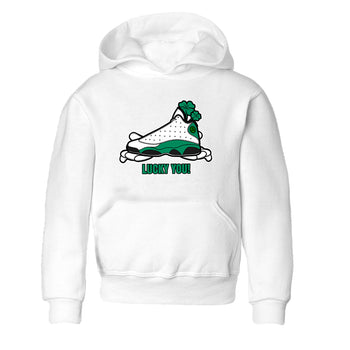 Air Jordan 13 Lucky Green shirt to match jordans Lucky You sneaker tees AJ13 Lucky Green SNRT Sneaker Release Tees Baby Toddler White 2 T-Shirt