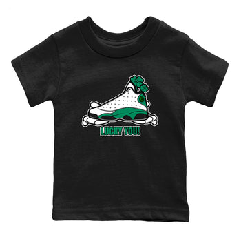 Air Jordan 13 Lucky Green shirt to match jordans Lucky You sneaker tees AJ13 Lucky Green SNRT Sneaker Release Tees Baby Toddler Black 2 T-Shirt