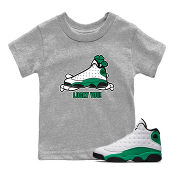 Air Jordan 13 Lucky Green shirt to match jordans Lucky You sneaker tees AJ13 Lucky Green SNRT Sneaker Release Tees Baby Toddler Heather Grey 1 T-Shirt