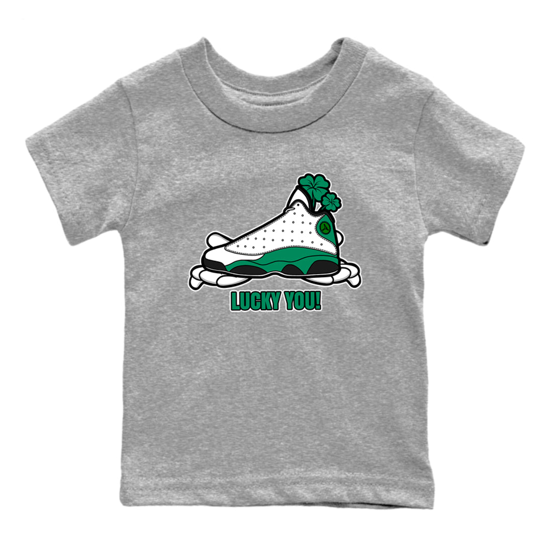 Air Jordan 13 Lucky Green shirt to match jordans Lucky You sneaker tees AJ13 Lucky Green SNRT Sneaker Release Tees Baby Toddler Heather Grey 2 T-Shirt