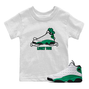 Air Jordan 13 Lucky Green shirt to match jordans Lucky You sneaker tees AJ13 Lucky Green SNRT Sneaker Release Tees Baby Toddler White 1 T-Shirt