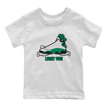 Air Jordan 13 Lucky Green shirt to match jordans Lucky You sneaker tees AJ13 Lucky Green SNRT Sneaker Release Tees Baby Toddler White 2 T-Shirt