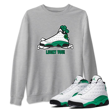 Air Jordan 13 Lucky Green shirt to match jordans Lucky You sneaker tees AJ13 Lucky Green SNRT Sneaker Release Tees Unisex Heather Grey 1 T-Shirt