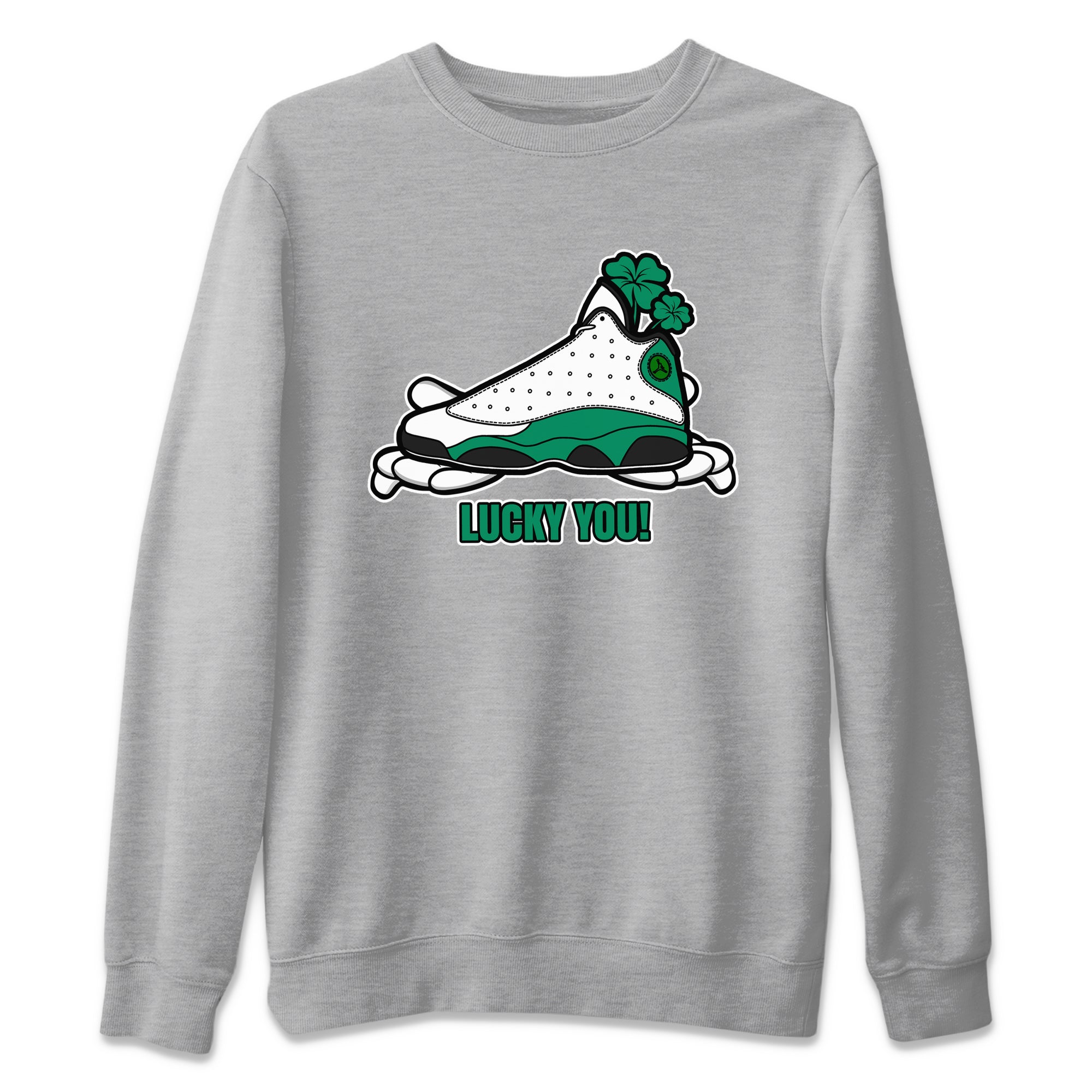 Air Jordan 13 Lucky Green shirt to match jordans Lucky You sneaker tees AJ13 Lucky Green SNRT Sneaker Release Tees Unisex Heather Grey 2 T-Shirt