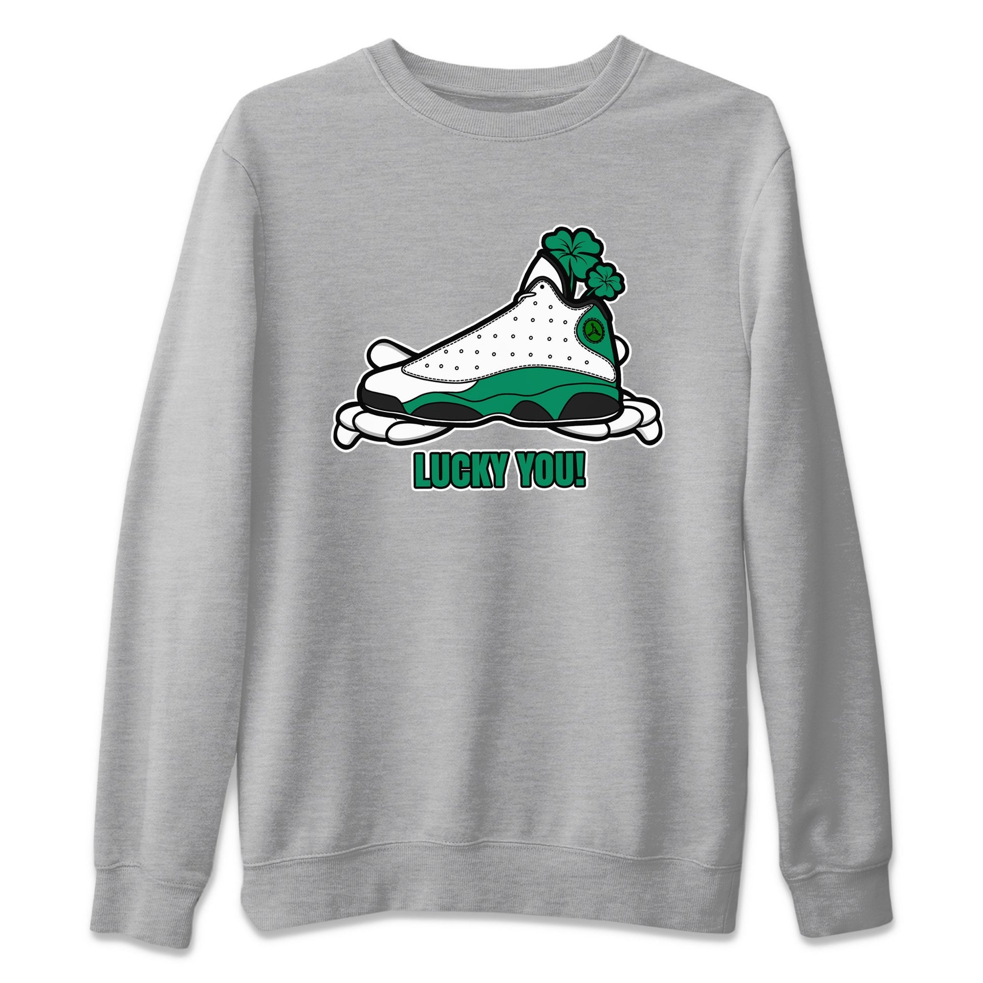 Air Jordan 13 Lucky Green shirt to match jordans Lucky You sneaker tees AJ13 Lucky Green SNRT Sneaker Release Tees Unisex Heather Grey 2 T-Shirt