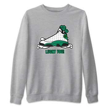 Air Jordan 13 Lucky Green shirt to match jordans Lucky You sneaker tees AJ13 Lucky Green SNRT Sneaker Release Tees Unisex Heather Grey 2 T-Shirt