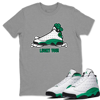 Air Jordan 13 Lucky Green shirt to match jordans Lucky You sneaker tees AJ13 Lucky Green SNRT Sneaker Release Tees Unisex Heather Grey 1 T-Shirt