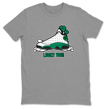 Air Jordan 13 Lucky Green shirt to match jordans Lucky You sneaker tees AJ13 Lucky Green SNRT Sneaker Release Tees Unisex Heather Grey 2 T-Shirt