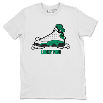 Air Jordan 13 Lucky Green shirt to match jordans Lucky You sneaker tees AJ13 Lucky Green SNRT Sneaker Release Tees Unisex White 2 T-Shirt