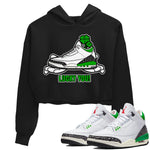 Air Jordan 3 Lucky Green shirt to match jordans Lucky You sneaker tees AJ3 Lucky Green SNRT Sneaker Release Tees Black 1 Crop T-Shirt