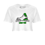 Air Jordan 3 Lucky Green shirt to match jordans Lucky You sneaker tees AJ3 Lucky Green SNRT Sneaker Release Tees White 2 Crop T-Shirt